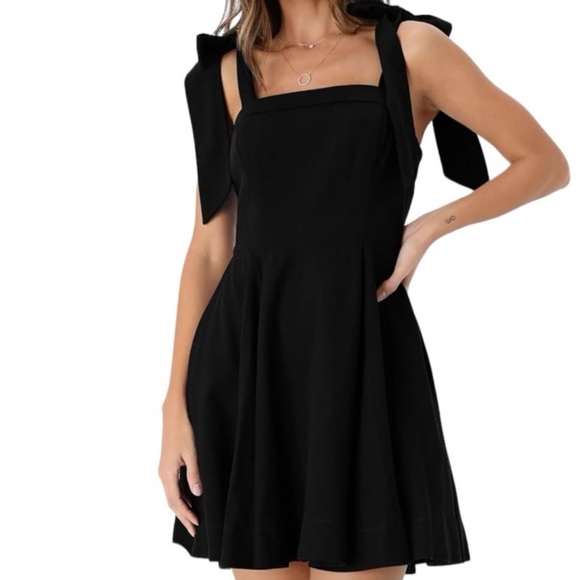 Miou Muse Black Tie Strap Mini Dress - Picture 2 of 3